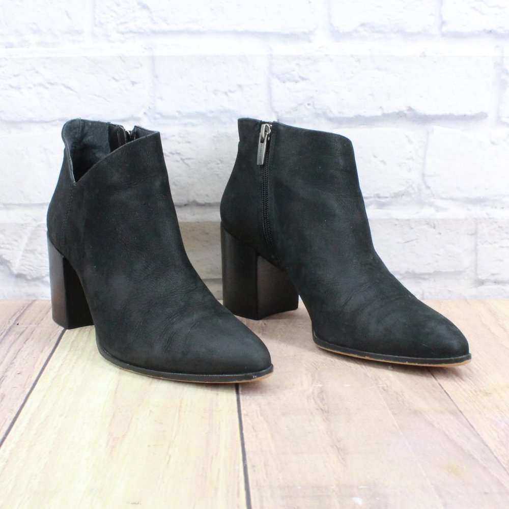 Vince Camuto Kathrina Black Suede Side Zip Ankle Heeled Boots Size 7.5 M - Picture 3 of 10